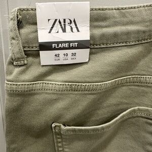 Zara Women’s Jeans Flare Fit Beige Sz 10 or 42 New With Tags
